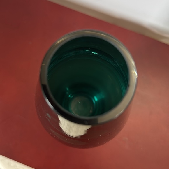 Hand blown Elegant Teal Glass Vase - Picture 3 of 5